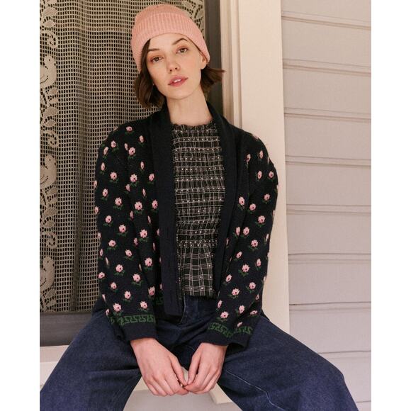 The Great The Bloom Lodge Cardigan Navy Bloom